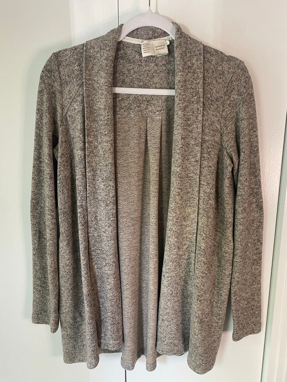 Saturday Sunday by Anthropologie Open Front Long Line Cardigan Sz S Oatmeal